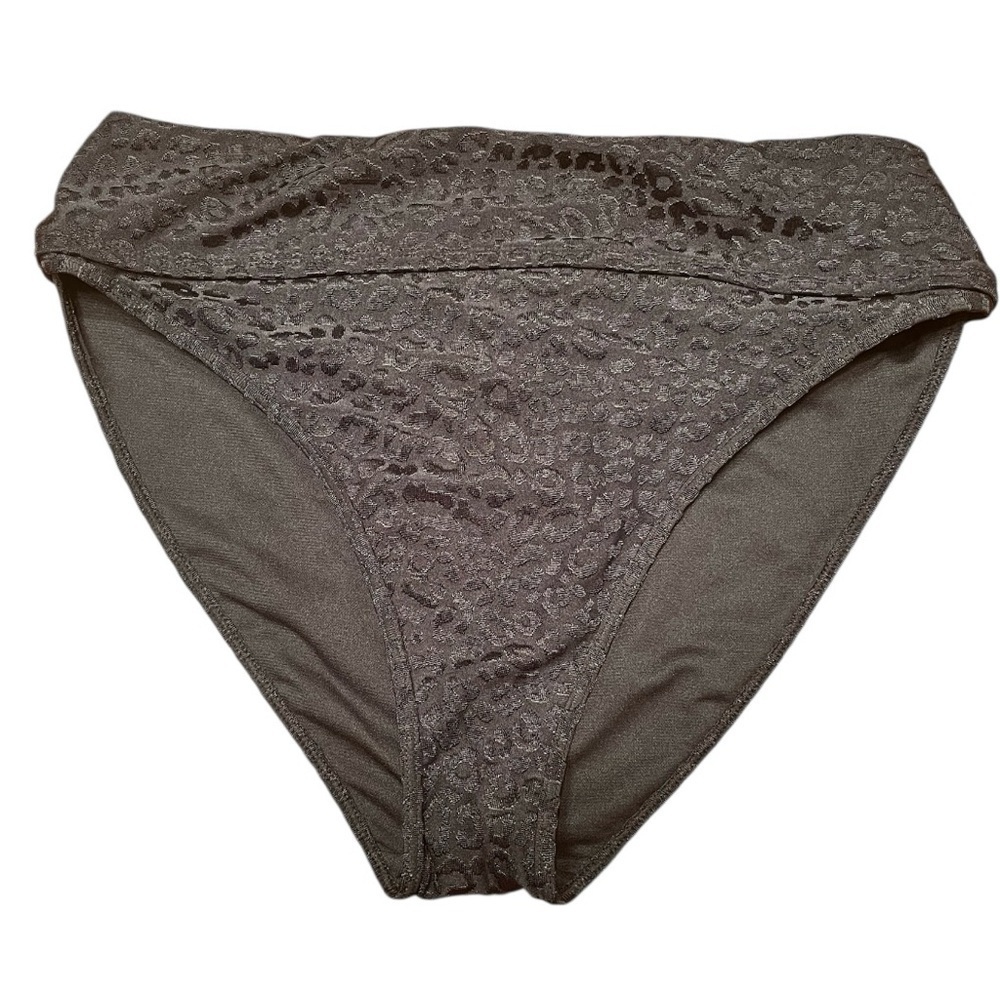NWOT Freshwater High Waisted Black Leopard Print Bikini Bottom Size L